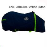 Capa de Frio Boots Horse Forrada Simples - Azul Marinho / Verde Limão