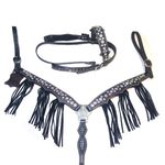 Conjunto Cabeçada Peiteira Flor de Strass Tacha e Franja - Master Selas