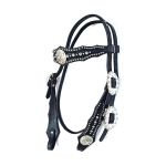 CONJUNTO CABEÇADA PEITEIRA LEVANTADOR PROTEC HORSE MARGARIDA STRAS TACHA E FRANJA
