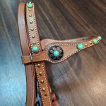 Cabecada Couro Marrom Pedra Tiffany Cod.7507 - Boots Horse