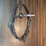 Conjunto Cabeçada Peiteira Levantador Couro Marrom Com Perolas & Pedrinhas Brancas Cod.8562 - Boots Horse