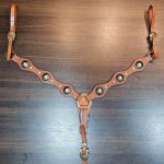 Peiteira Couro Marrom Com Margaridas Pedrinhas Tiffany & Cravinhos Cod.8556 - Boots Horse