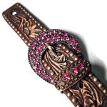 Correia De Espora Bordada Com Fivela de Strass Rosa - Master Selas