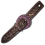 Correia De Espora Bordada Com Fivela de Strass Rosa - Master Selas