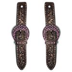 Correia De Espora Bordada Com Fivela de Strass Rosa - Master Selas