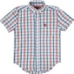 Camisa Cowboys Infantil Manga Curta Xadrez Branco - Azul - Vermelho - CAMINFMC - XD01