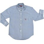 Camisa Cowboys Infantil Manga Longa Xadrez - Branco - Azul - Marrom - CAMINFML - XD06 
