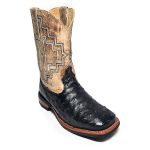 BOTA GATOR BOOTS MASCULINA - AVESTRUZ PRETO_CANO CAFÉ GRAZY