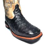 BOTA GATOR BOOTS MASCULINA - AVESTRUZ PRETO_CANO CAFÉ GRAZY