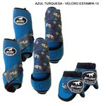  Kit Completo Boots Horse Color Cloche e Boleteira Dianteira e Traseira - Azul Turquesa/Estampa 13