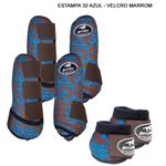 Kit Completo Boots Horse - Boleteira Dianteira/Traseira e cloche - Estampa 32 Azul/Marrom