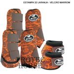 Kit Completo Boots Horse - Boleteira Dianteira/Traseira e cloche - Estampa 32 Laranja/Marrom