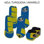 Kit Completo Boots Horse - Boleteira Dianteira/Traseira e cloche - Azul Turquesa/Amarelo
