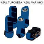 Kit Completo Boots Horse - Boleteira Dianteira/Traseira e cloche - Azul Turquesa/Azul Marinho