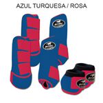 Kit Completo Boots Horse - Boleteira Dianteira/Traseira e cloche - Azul Turquesa/Rosa