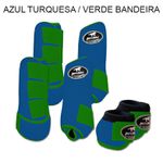 Kit Completo Boots Horse - Boleteira Dianteira/Traseira e cloche - Azul Turquesa/Verde Bandeira