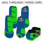 Kit Completo Boots Horse - Boleteira Dianteira/Traseira e cloche - Azul Turquesa/Verde Limão