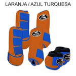 Kit Completo Boots Horse - Boleteira Dianteira/Traseira e cloche - LARANJA/AZUL TURQUESA