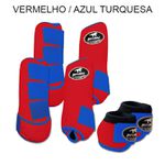 Kit Completo Boots Horse - Boleteira Dianteira/Traseira e cloche - VERMELHO/AZUL TURQUESA
