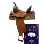 SELA FORMA PROTEC HORSE NEOPRENE CONHAQUE - BORDADO EM COURO ASSENTO/PITO/ABA - ABA QUADRADA