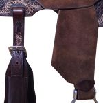 Sela Protec Horse Oficial Couro Café - Bordada em Tranças e Contorno Folhagem