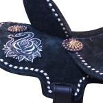 Sela Protec Horse Oficial Neoprene Preto -Cobra Bordada em Linha Branca e Tenteado Branco