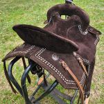 Sela Tambor Equitech Neoprene Virado Café Aba Recortada Tenteado Duplo com Franja #7598