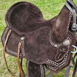 Sela Tambor Equitech Neoprene Virado Café Aba Recortada Tenteado Duplo com Franja #7598