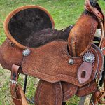 Sela Tambor Forma Protec Horse Couro Lixado Aba Recortada Assento Preto Rancheiro #62