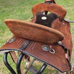 Sela Tambor Forma Protec Horse Couro Lixado Aba Recortada Assento Preto Rancheiro #62