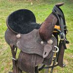 Sela Tambor Oficial Protec Horse Couro Café Aba Lixada Assento Preto Modelo Elite #3752