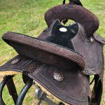 Sela Tambor Oficial Protec Horse Couro Café Aba Lixada Assento Preto Modelo Elite #3752