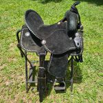 Sela Tambor Oficial Protec Horse Neoprene Virado Preto Tenteado Branco Modelo Elite Com Barrigueira Traseira #XXXX