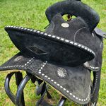 Sela Tambor Oficial Protec Horse Neoprene Virado Preto Tenteado Branco Modelo Elite Com Barrigueira Traseira #XXXX