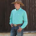 Camisa Masculina Arenaflex® Classic Fit Western Manga Longa Turquesa #MTW1862014 - Cinch