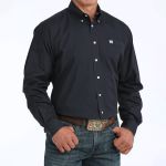 Camisa Masculina Classic Fit Western Manga Longa Azul Marinho #MTW1104667 - Cinch
