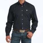 Camisa Masculina Classic Fit Western Manga Longa Azul Marinho #MTW1104667 - Cinch