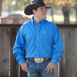 Camisa Masculina Classic Fit Western Manga Longa Azul #MTW1103799 - Cinch