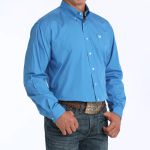 Camisa Masculina Classic Fit Western Manga Longa Azul #MTW1103799 - Cinch