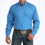 Camisa Masculina Classic Fit Western Manga Longa Azul #MTW1103799 - Cinch