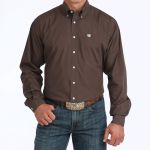 Camisa Masculina Classic Fit Western Manga Longa Marrom #MTW1104236 - Cinch