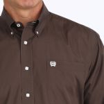 Camisa Masculina Classic Fit Western Manga Longa Marrom #MTW1104236 - Cinch