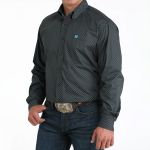 Camisa Masculina Classic Fit Western Manga Longa Turquesa & Cinza #MTW1105957 - Cinch