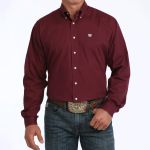 Camisa Masculina Classic Fit Western Manga Longa Vinho #MTW1104239 - Cinch
