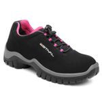 Sapato de Segurança em Microfibra - Preto e Rosa - Estival - EN10021S2 - CA 50880