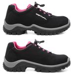 Sapato de Segurança em Microfibra - Preto e Rosa - Estival - EN10021S2 - CA 50880