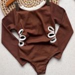 Body Marrom Manga Longa