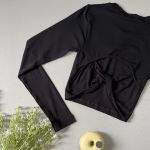 Cropped Preto Manga Longa