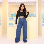 Calça Jeans Escura Wide Leg Brilho