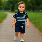 Conjunto Listrado Azul Marinho